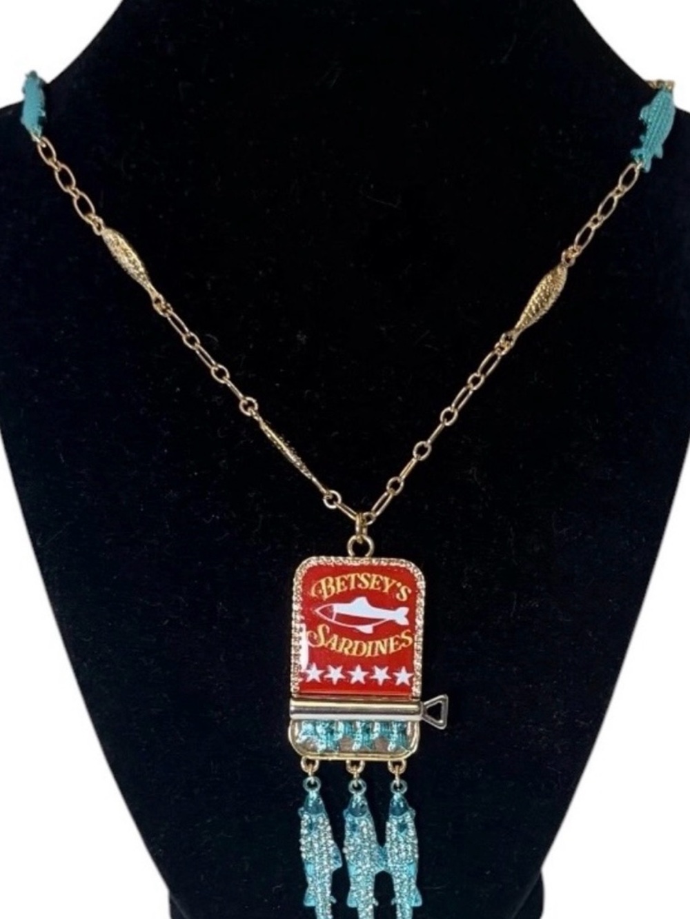 Betsey Johnson Sardine Tin Pendant Necklace - Picture 2 of 5
